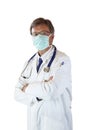 Elderly medical doctor with protection mask