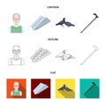 Elderly men, tablets, pigeons, walking cane.Old age set collection icons in cartoon,outline,flat style vector symbol