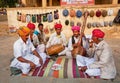 Elderly men in turbans ready to play traditional music