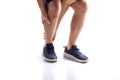 Elderly men or women or young people have knee, ankle, joint pain, arthritis, and tendon problems. exercise-induced muscle pain