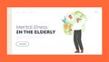 Elderly Mental Illness Landing Page Template. Old Male Character Dementia, Alzheimer Disease and Lost Memory Concept