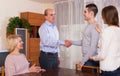 Elderly parents meeting girlfriend of their son