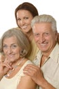 Elderly parents and their adult daughter Royalty Free Stock Photo