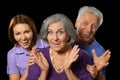 Elderly parents and their adult daughter Royalty Free Stock Photo