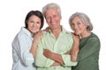 Elderly parents and their adult daughter Royalty Free Stock Photo