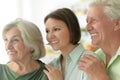 Elderly parents and their adult daughter Royalty Free Stock Photo