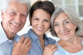 Elderly parents and their adult daughter Royalty Free Stock Photo