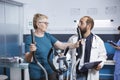 Elderly patient engages in physiotherapy