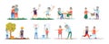 Elderly people active fitness healthy lifestyle vector