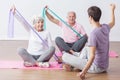 Elderly people do physical exercises