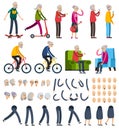 Elderly People Orthogonal Constructor Icons