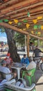 elderly people playing dominoes on the boardwalk of Olinda beach in Brazil