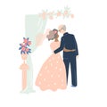 Elderly people relationship. Wedding day. Pastel colors