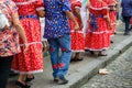 Elderly people are seen walking in the streets of Pelourinho dressed in clothes for the feast of Sao Joao