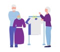Elderly people shopping. vector illustration.