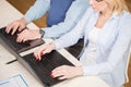 Elderly people sitting at the desk Royalty Free Stock Photo