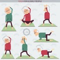 Elderly people yoga lifestlye.Vector illustration