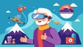 An elderly person using virtual reality to explore different hobbies and interests trying out things they may have
