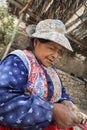 Elderly Peruvian woman, in a remote village of Peru