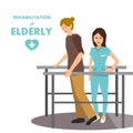 Elderly Rehabilitation on Walker Flat Ad Poster