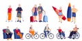 Elderly retirement couples, isolated on white background. Vector cartoon characters illustration. Senior men and women Royalty Free Stock Photo