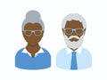 African american senior man and woman face avatar icon vector