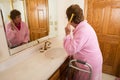 Elderly Senior Woman Brushing Hair