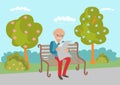 Elderly sitting on the park bench