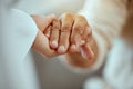 Elderly support with family, people holding hands praying together in retirement and religion trust hope in god. Kind Royalty Free Stock Photo