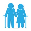 Elderly symbol. old people blue icon