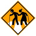 Elderly symbol. old people icon traffic sign. warning sign on yellow background. vector Royalty Free Stock Photo