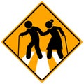 Elderly symbol. old people icon traffic sign. warning sign on yellow background. symbol Royalty Free Stock Photo