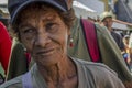 Elderly Venezuelan woman in a political march