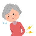 Elderly woman, Low back pain Royalty Free Stock Photo