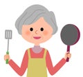 Elderly woman, Cooking