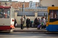 The elderly waiting for a public transport