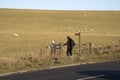 Elderly walkers walk in the English countryside