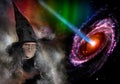 Elderly Witch With Black Hat Casting Spells, Royalty Free Stock Photo