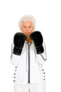 Elderly woman with boxing gloves