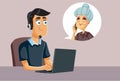 Call Center Operator Talking to a Senior Customer Vector Cartoon