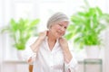 Senior woman acute shoulder pain Royalty Free Stock Photo