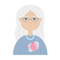 Elderly woman.Concept of cardiology, heart attack