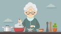 An elderly woman is cooking in a kitchen Royalty Free Stock Photo