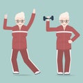 Elderly woman couple exercise icon, Health care