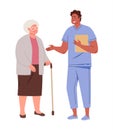 Elderly woman and doctor. Reception of geriatric doctor, therapist, narrow specialist.