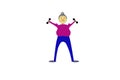 Elderly woman with dumbbells, vector. Sports grandmother. Energetic old person