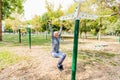 Elderly Woman Exercising At Public Sports Park Royalty Free Stock Photo