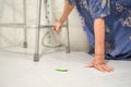 Elderly woman falling in bathroom