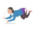 Elderly Woman Falling Down, Retired Person Falling on Her Knees, Accident, Pain and Injury Cartoon Style Vector