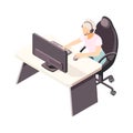 Elderly Woman Gaming Composition Royalty Free Stock Photo